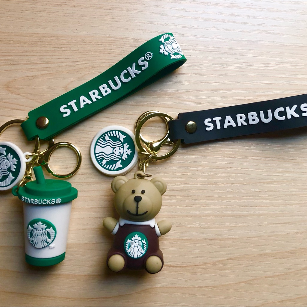 Two 2 Keyring Keychain With Strap Coffee Lovers Two 2 Keyring Keychain With Strap Coffee Lovers